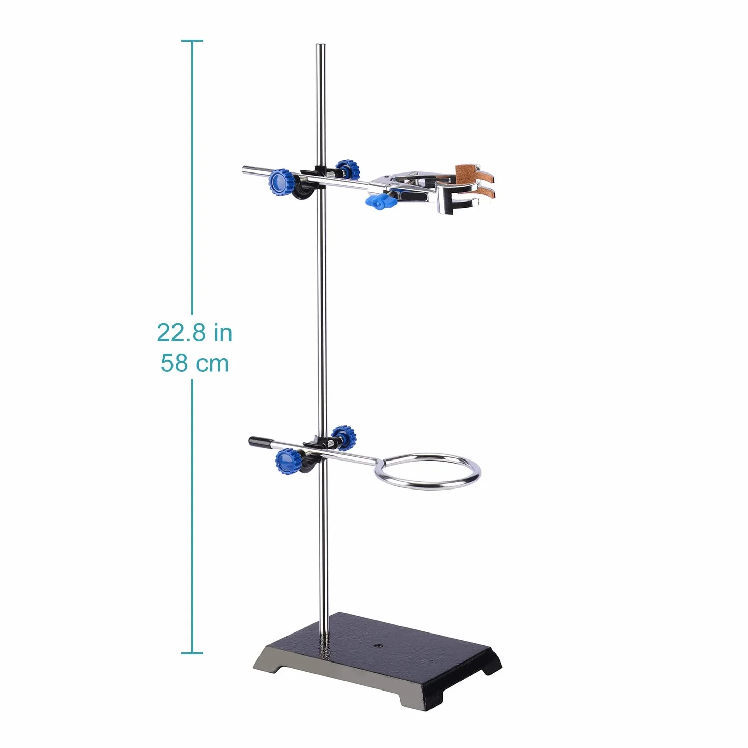 Stonylab Soporte de Acero con Varilla, Abrazadera Giratoria de 4 Dedos, Anillo de Retorta y Cabezales para Laboratorio, 1 Set