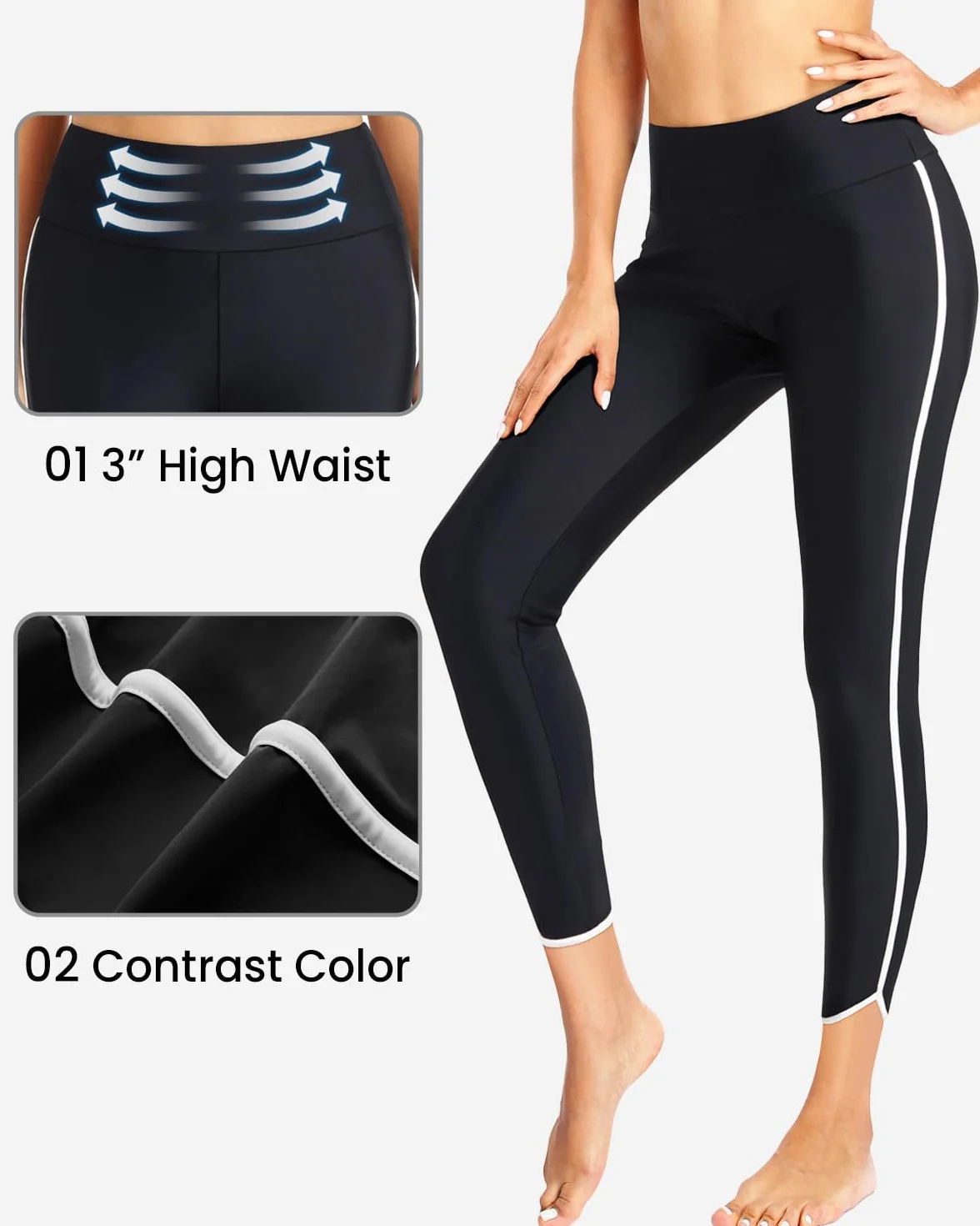 Pantalones de natación de cintura alta para mujer Holipick, leggings UPF 50+