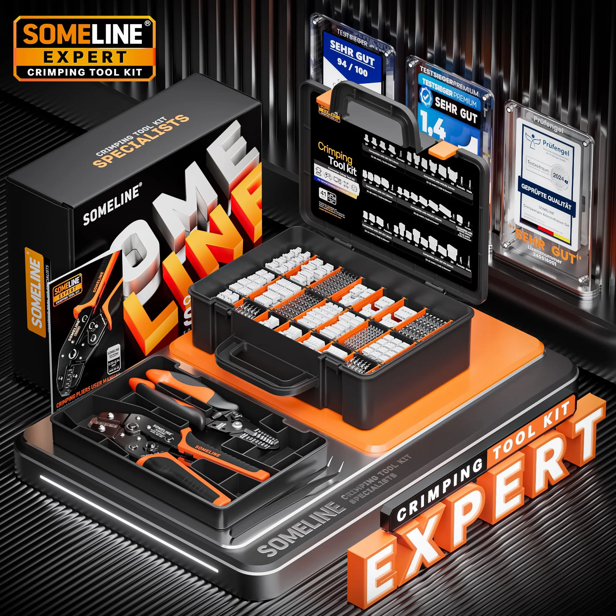 SOMELINE Kit de Crimpadora y Conectores, 41 Tipos, JST-SH 1,0mm/GH 1,25mm/ZH 1,5mm/PH 2,0mm, Compatible Molex PicoBlade 1,25mm & 51005/51006 2,0mm, Crimper 0,03-0,5mm²/32-20 AWG
