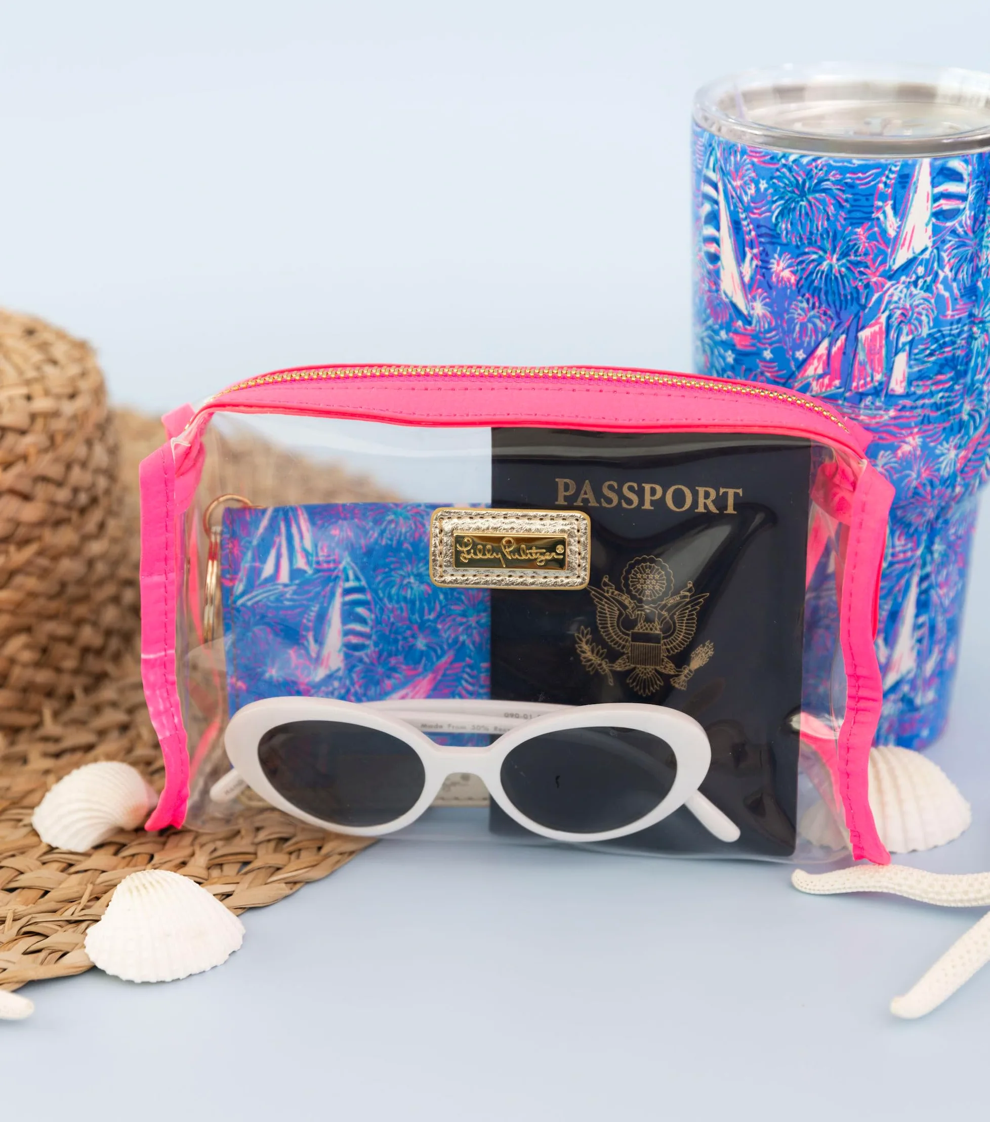 Lilly Pulitzer Estuche Transparente con Cremallera, Bonito Estuche para Adultos, Neceser de Viaje, Bolsa pequeña para Suministros, Maquillaje o artículos de tocador
