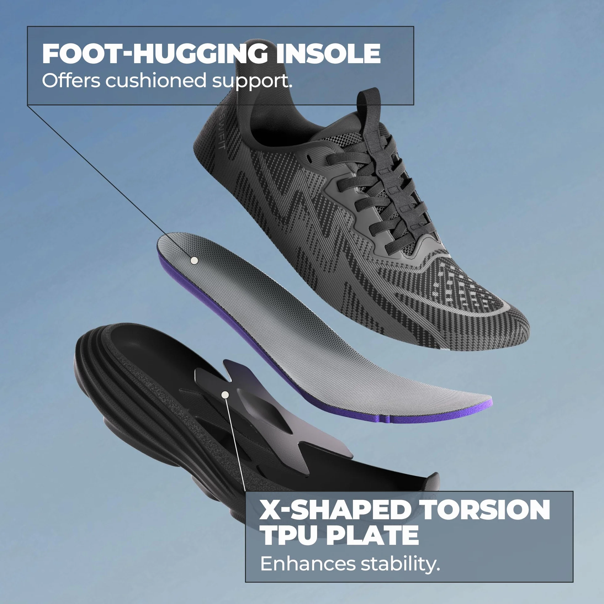 ALLSWIFIT Zapatillas de senderismo para mujer, sin cordones, con cojín manos libres, para correr, tenis, SwiftPlush antideslizantes, cómodas, para entrenamiento, gimnasio, atléticas, a la moda