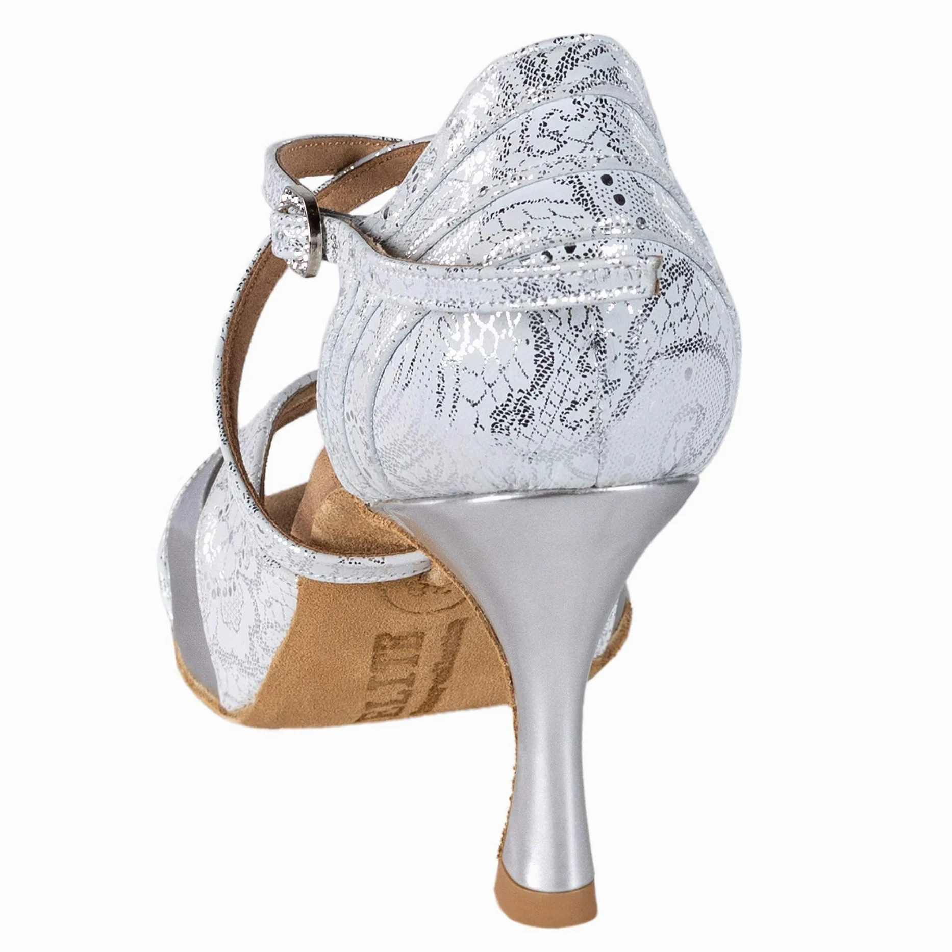 Rummos Mujeres Zapatos de Baile Elite Paloma 084/009 - Cuero Blanco Plateado - 6 cm Flare - Normal - Made in Portugal