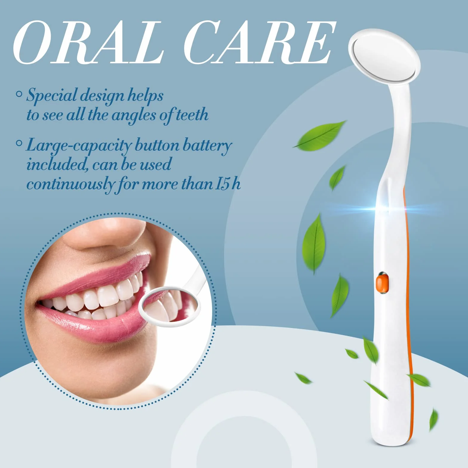 Healifty Espejo dental 2pcs espejo de boca oral ligero inspección dental verde naranja