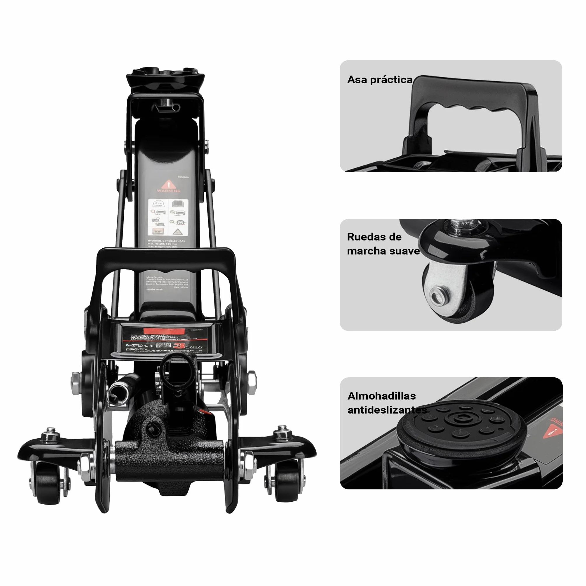 Wiltec Gato hidráulico 3 toneladas móvil Elevador de Coches Taller Garaje