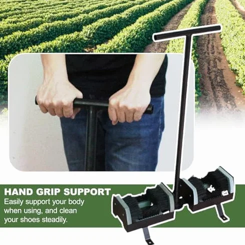 Cepillo rascador de botas resistente, herramienta de eliminación de barro de doble cara con mango de agarre de base fija para limpieza al aire libre