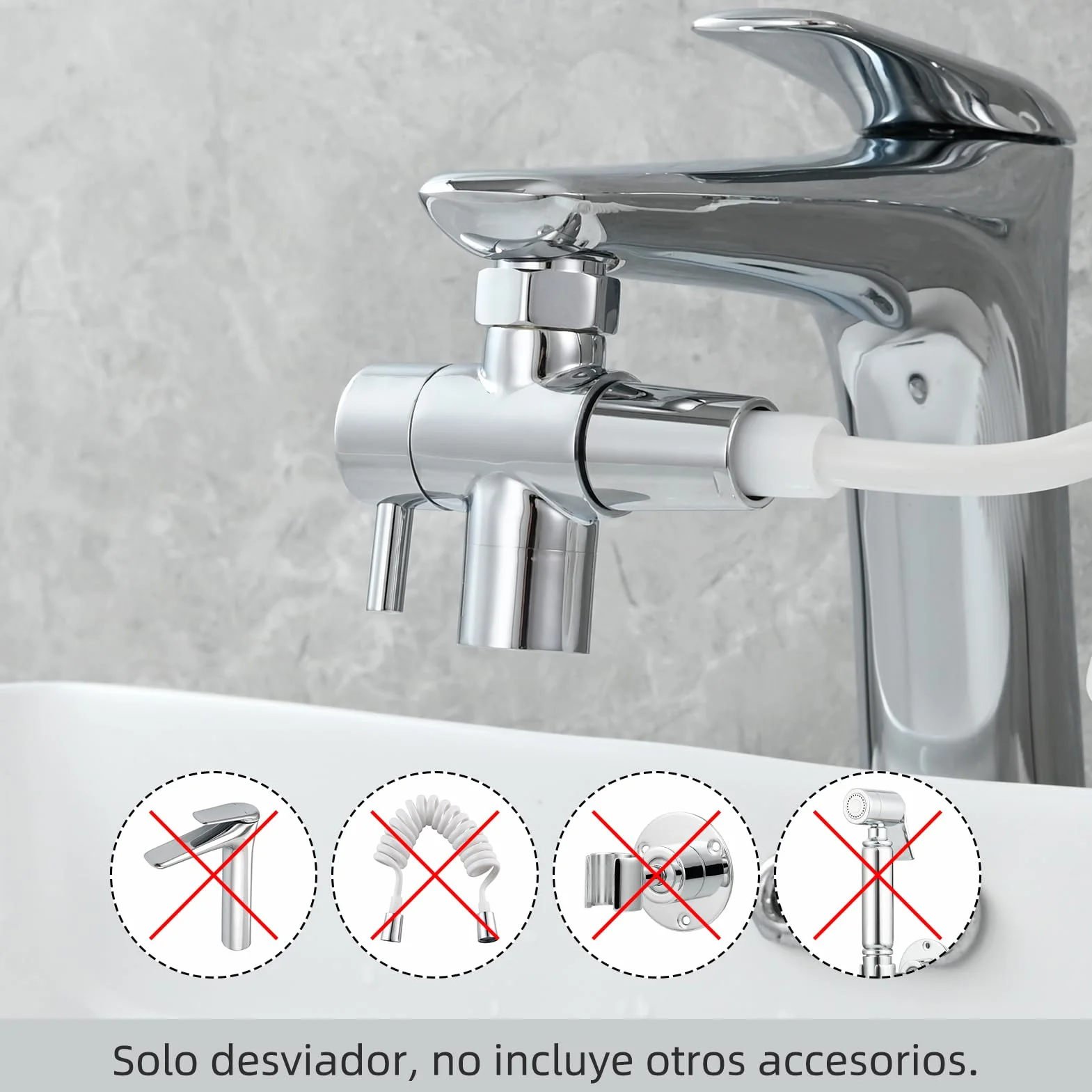 Tecmolog Desviador de Grifos Lavabos 22mm Adaptador Manguera Grifo Cocina Cromo SBA021C