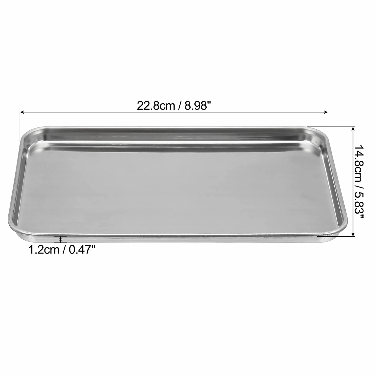 PATIKIL Bandeja de Acero Inoxidable 22,8x14,8cm Rectangular Laboratorio