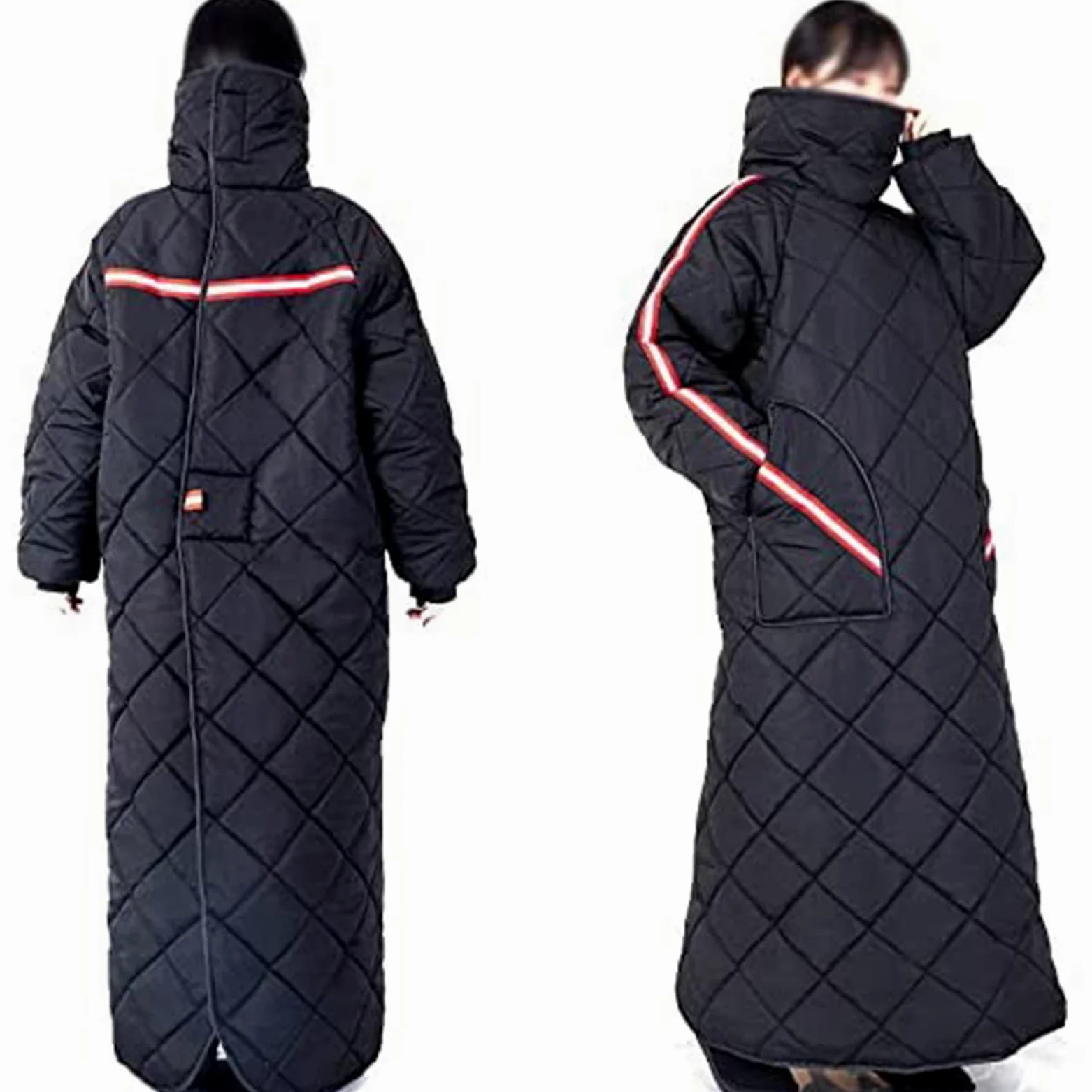 TEMKIN Manta para Silla de Ruedas Ropa Abrigada Invierno a Prueba de Viento e Impermeable de la Cabeza a los pies para sillas de Ruedas, Motocicletas y Bicicletas,Negro,L