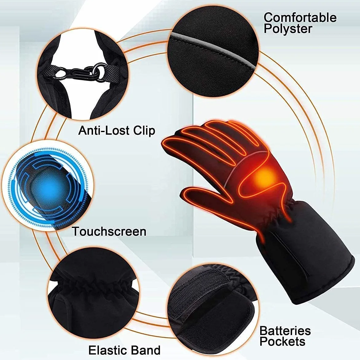 Guantes térmicos Guantes de Invierno para Hombres y Mujeres, 3 Niveles de Calentamiento Pantalla táctil Guantes térmicos Impermeables para Esquiar Snowboard Pesca