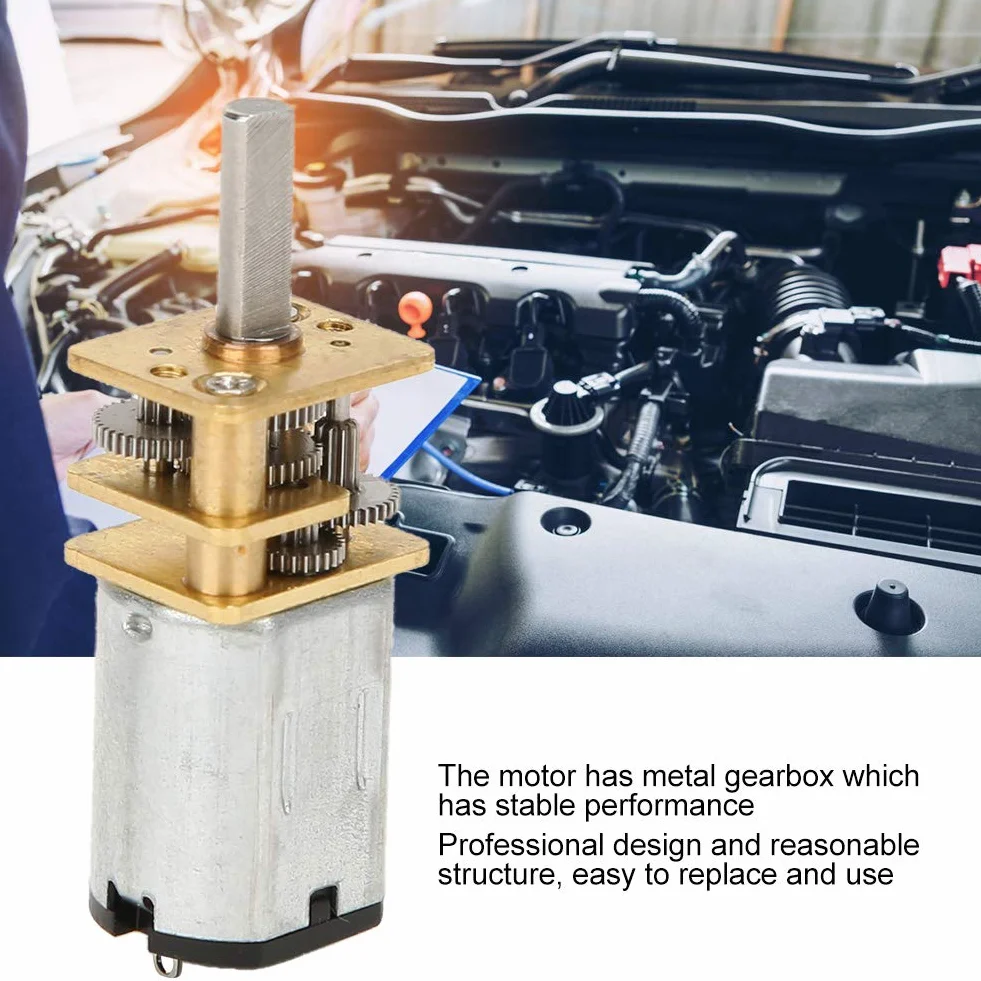 Motorreductor DC 12V 60RPM GA12-N20, Caja de Engranajes de Metal, Control Positivo e Inverso