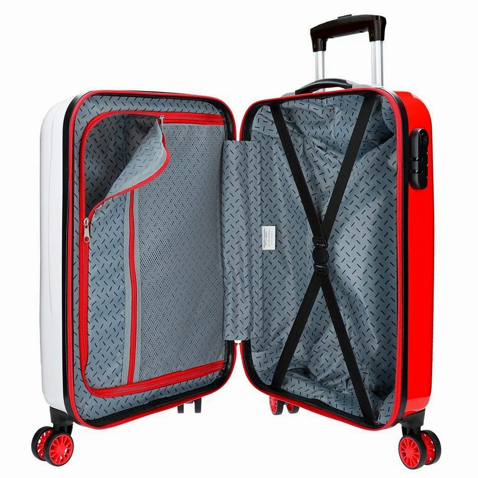 Disney Mickey True Love Maleta de Cabina Blanco 38x55x20 cms Rígida ABS Cierre combinación 34L 2,6Kgs 4 Ruedas Dobles Equipaje de Mano