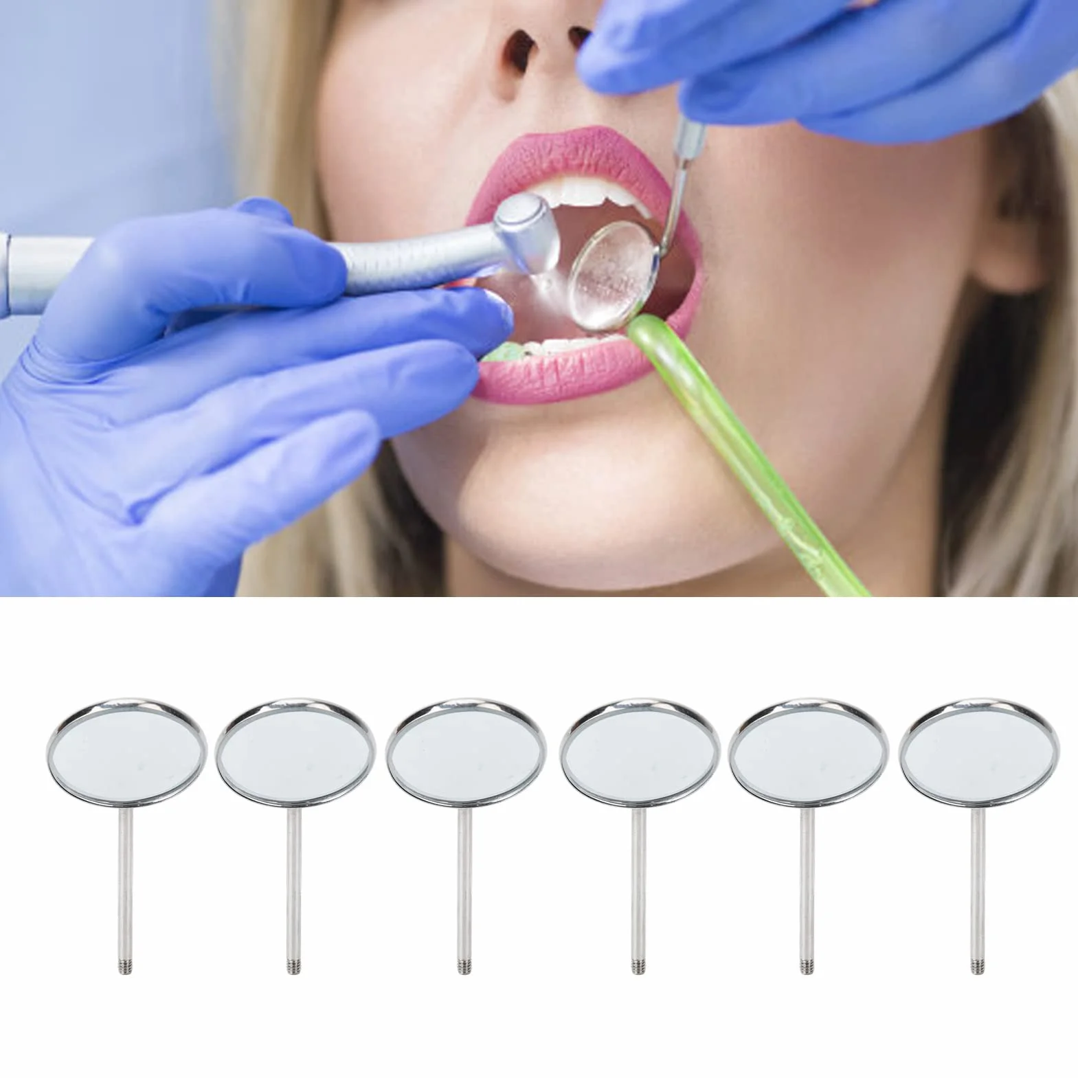 Juego de 10 Espejos Dentales de Acero Inoxidable Tipo 5, Espejo de Dentista de Vista Clara