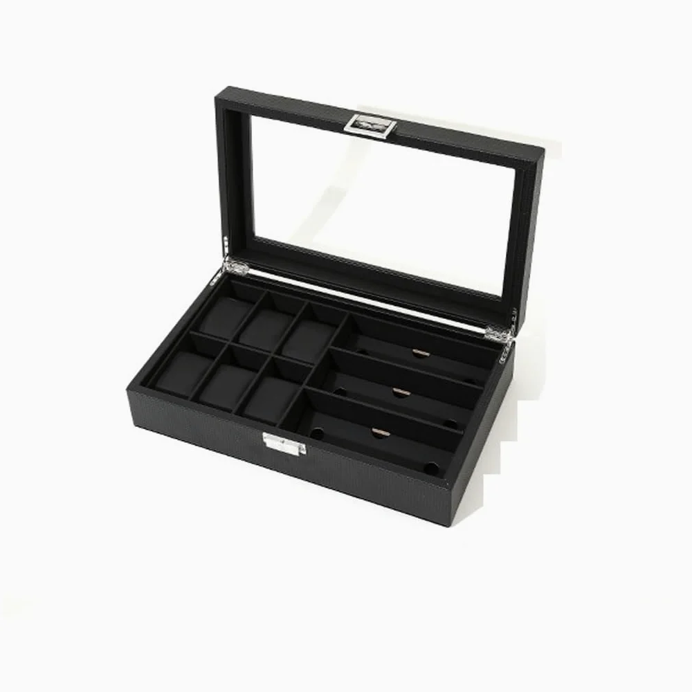 XBTGS Caja de reloj de fibra para hombre y mujer, colección de joyas, caja de regalo, caja de almacenamiento de relojes,