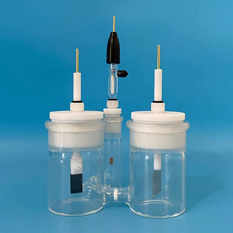 Celda electroquímica en forma de H de tres celdas con electrodo de referencia 250ml-250ml-30ml