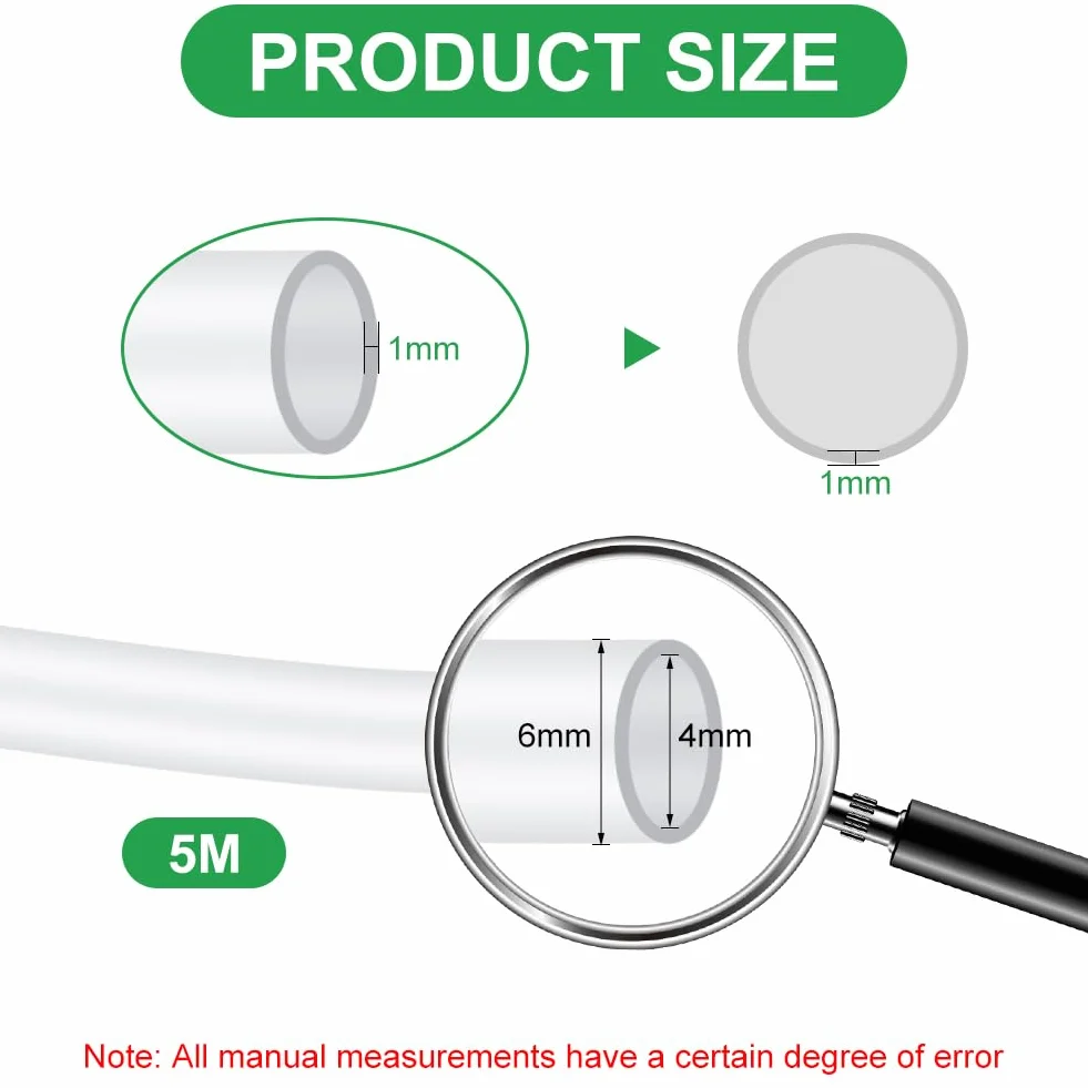 Tubo transparente de PVC 4x6 mm 5 m manguera flexible para agua aceite aire