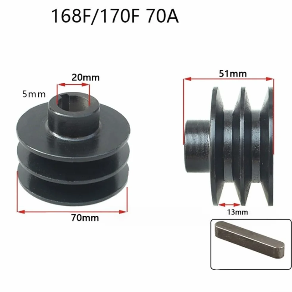Polea de correa de doble canal 168/170F 55A 70A para motor gasolina diésel