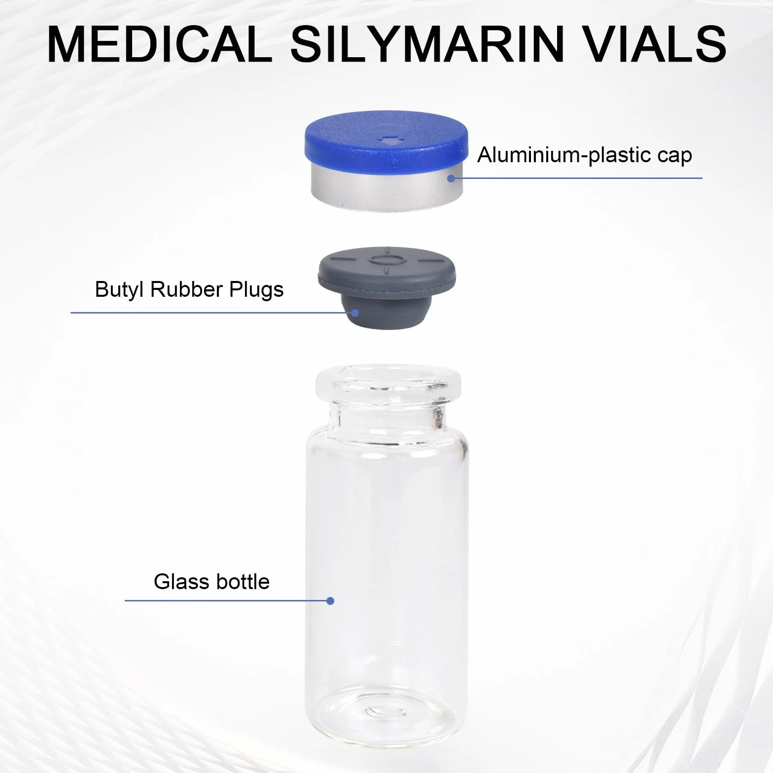 Viales de Muestra Sellados 10 ml, Vidrio Transparente con Puerto de Inyección Autorreparable, Vial Estéril Vacío 50 Piezas