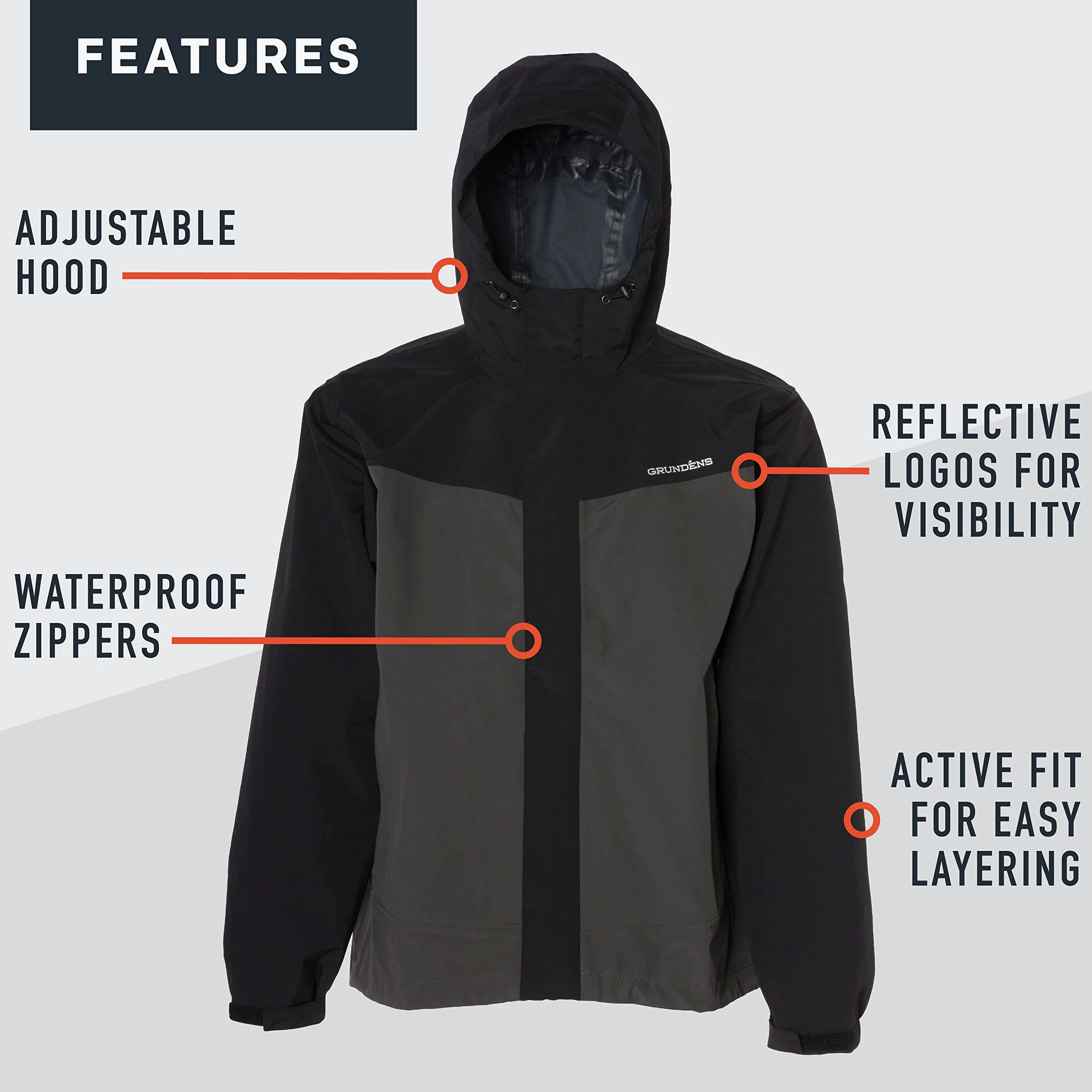 Grundéns Chaqueta Full Share para hombre, impermeable, transpirable