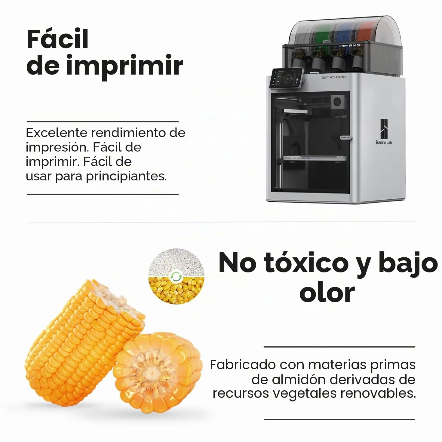 eSUN Filamento PLA 1.75mm 1KG Carrete Precisión Dimensional +/- 0.03mm Amarillo