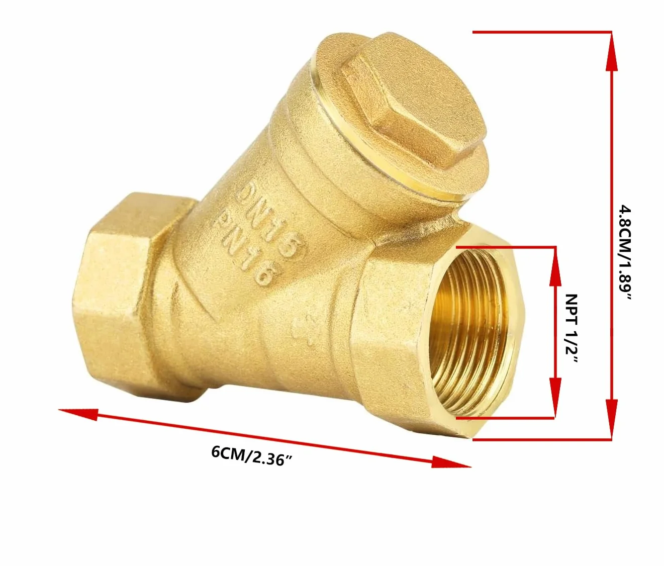 Válvula de filtro de latón Y colador 1/2" rosca hembra para separación de aceite de agua
