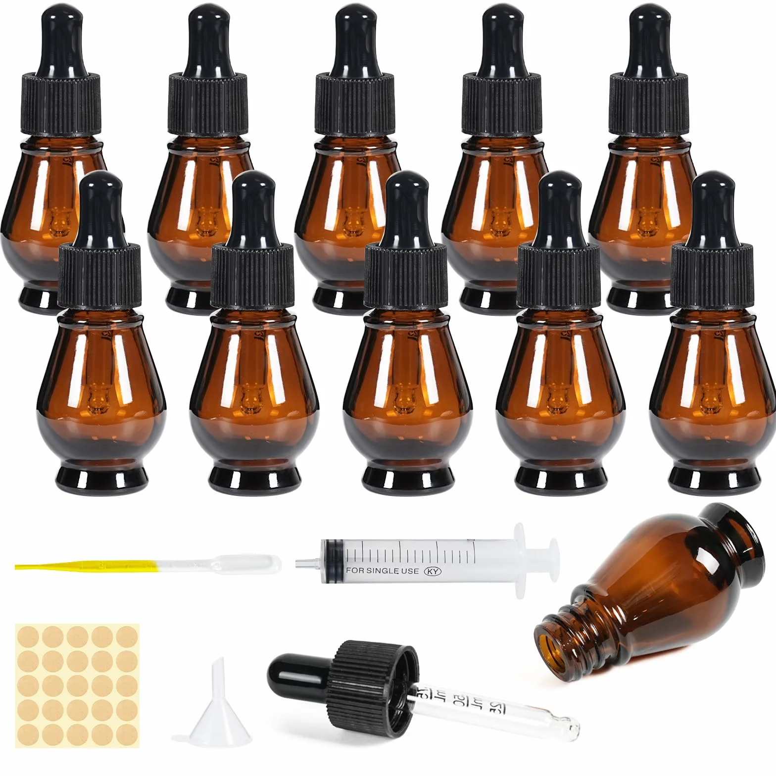 Frasco Cuentagotas Cristal 10ml Ambar Botellas de Vidrio con Pipeta para Aceite Esencial
