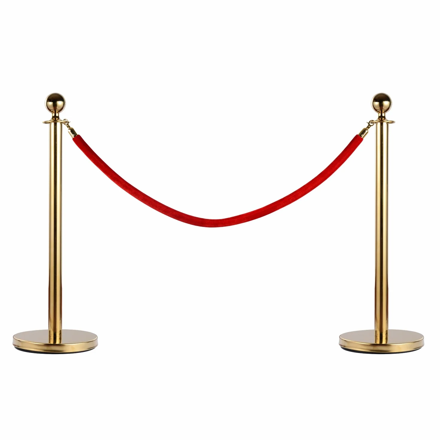 HOMCOM Catenaria Acero Inoxidable Cordón Rojo 2 Piezas Ф32xH95CM Dorado