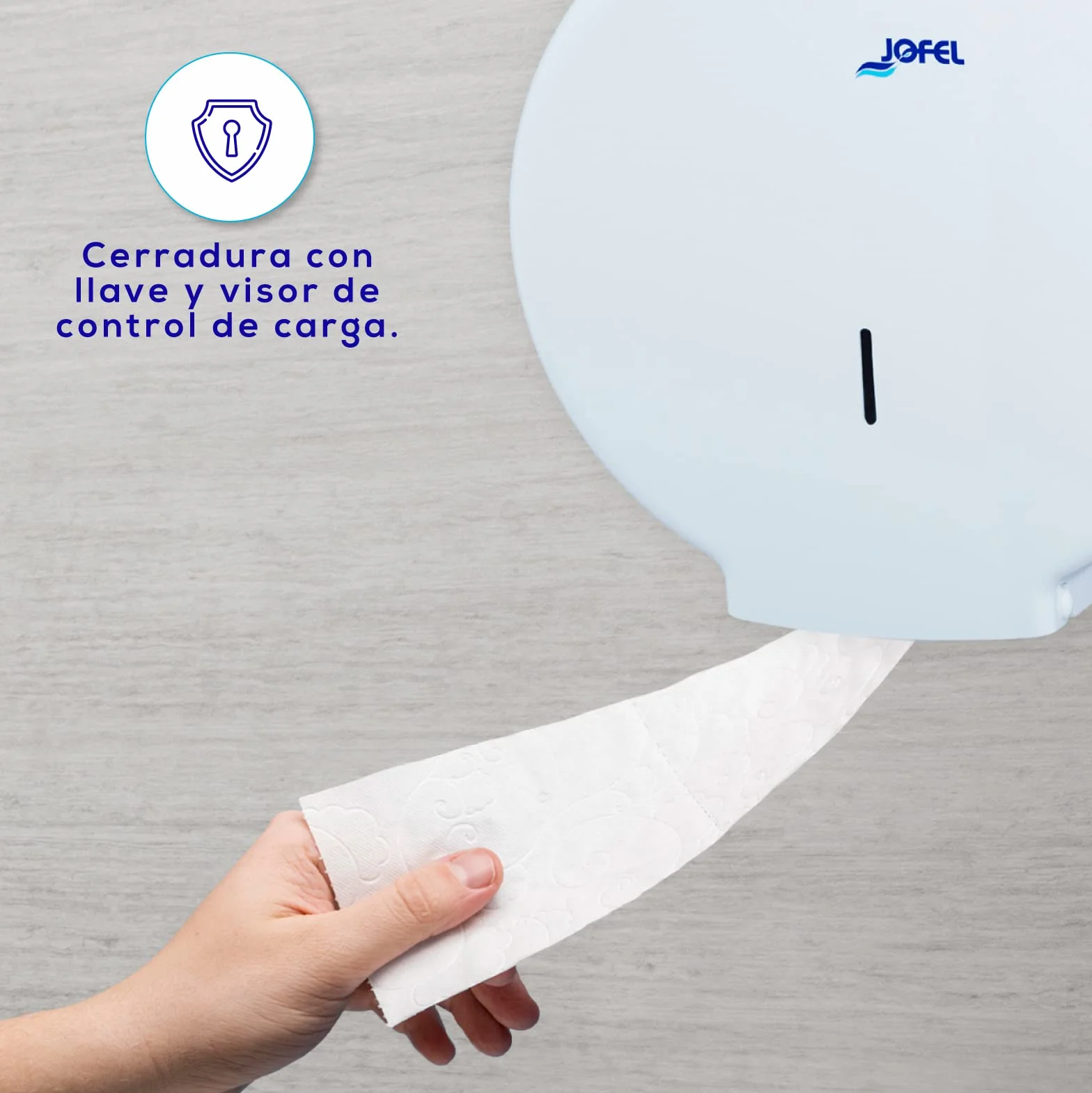 Jofel Portarrollos de Papel Higiénico Industrial Grande Dispensador 400m 260mm 55mm ABS Blanco