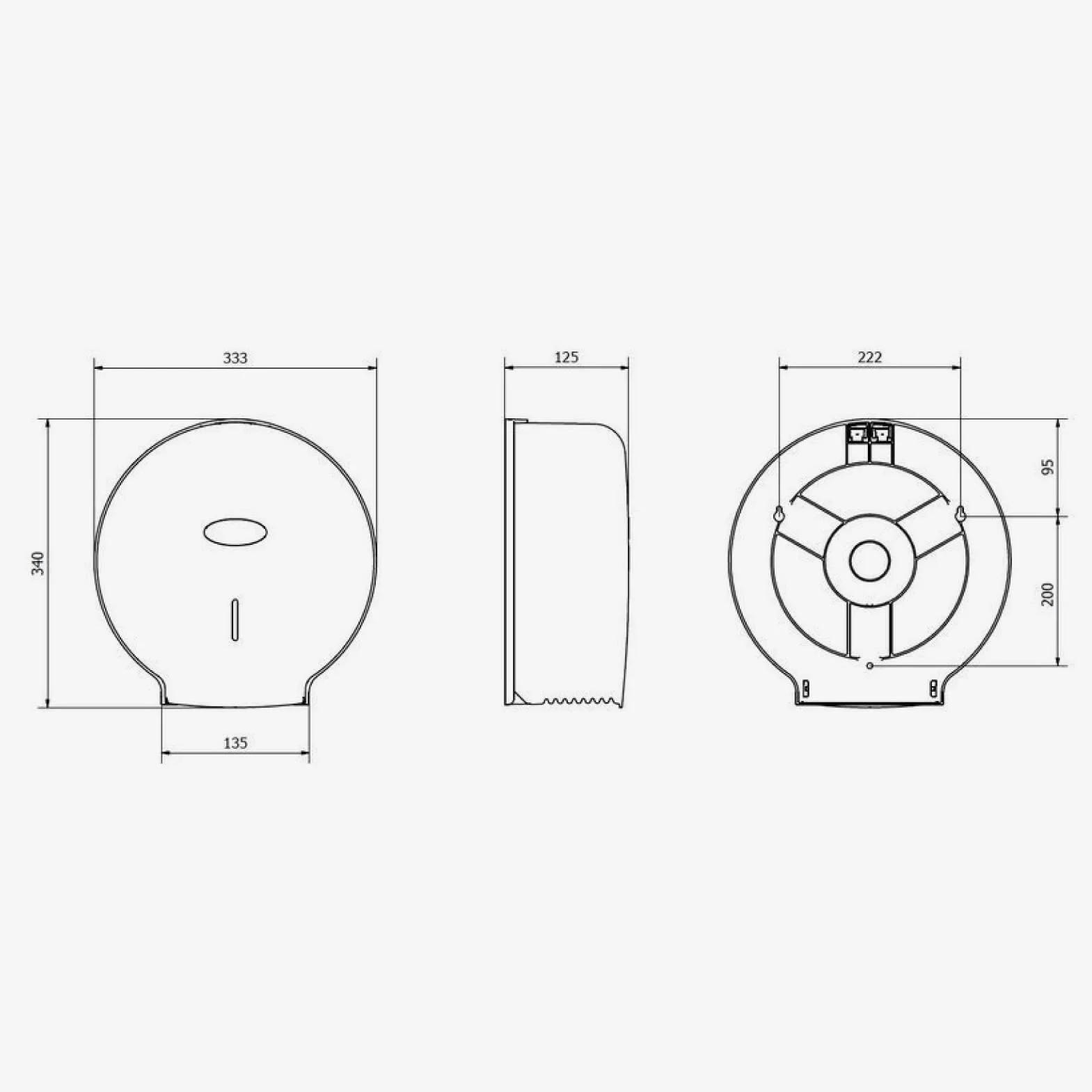 Portarrollos de Papel Higiénico Industrial Grande 400m 260mm Dispensador ABS Valor AE77300 Plata
