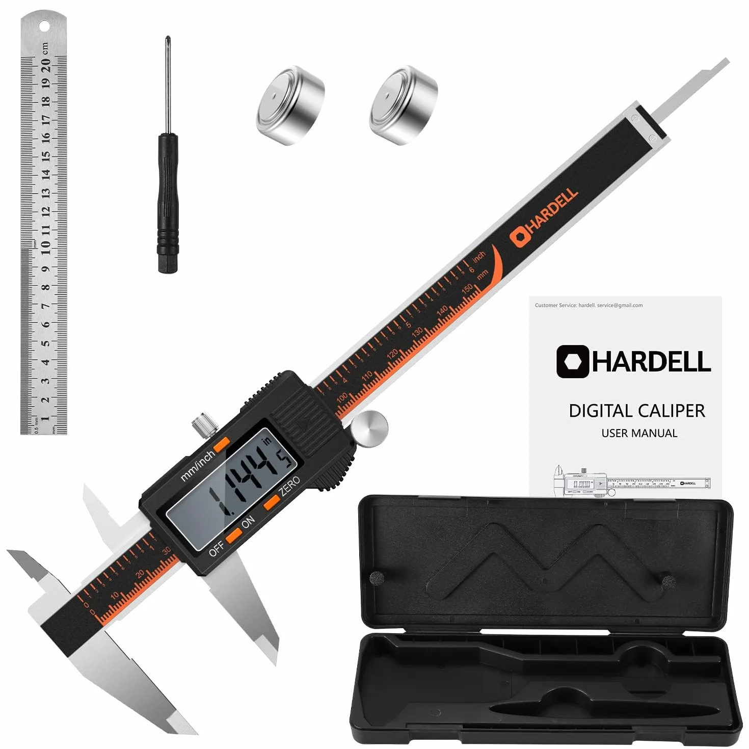 HARDELL Calibre Digital 150mm Pie de Rey Acero Inoxidable con Pantalla LCD