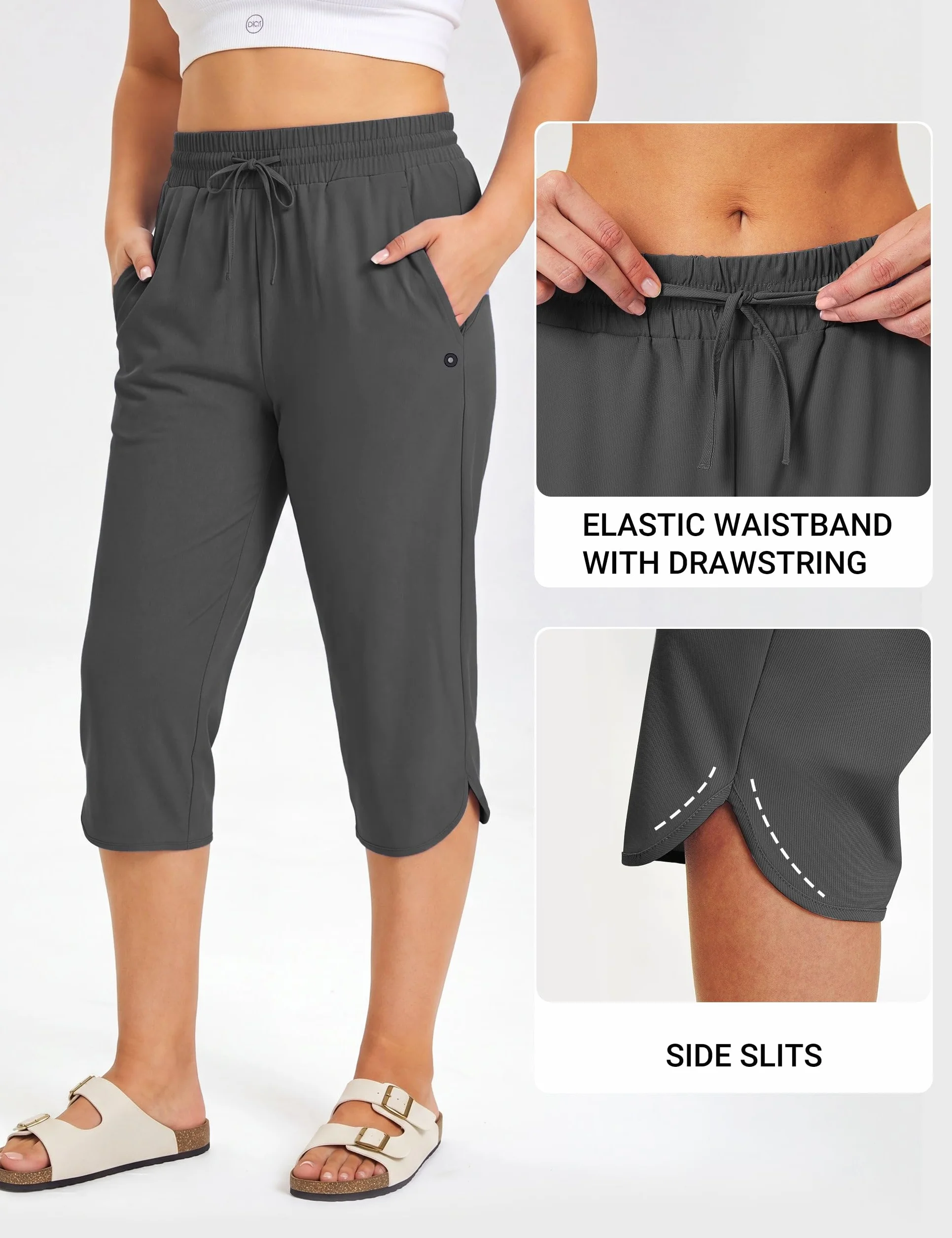FitsT4 Capris de Natación para Mujer, Secado Rápido, UPF 50+, Baño Modestos con Bolsillos de Malla