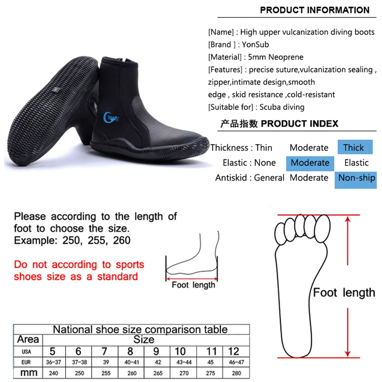 Botas de buceo de neopreno de 5 mm, zapatos de buceo, antideslizantes, zapatos de buceo, botas de esnórquel, calcetines de agua, botines para surf, deportes acuáticos