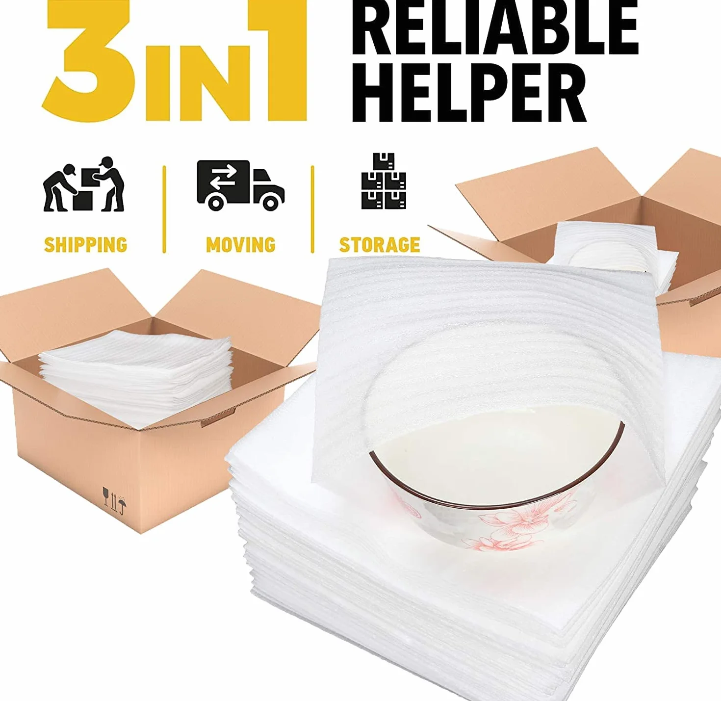 Espuma Embalaje 20x20cm 100pcs Caja Burbujas Proteger Platos Vasos Porcelana Frágiles
