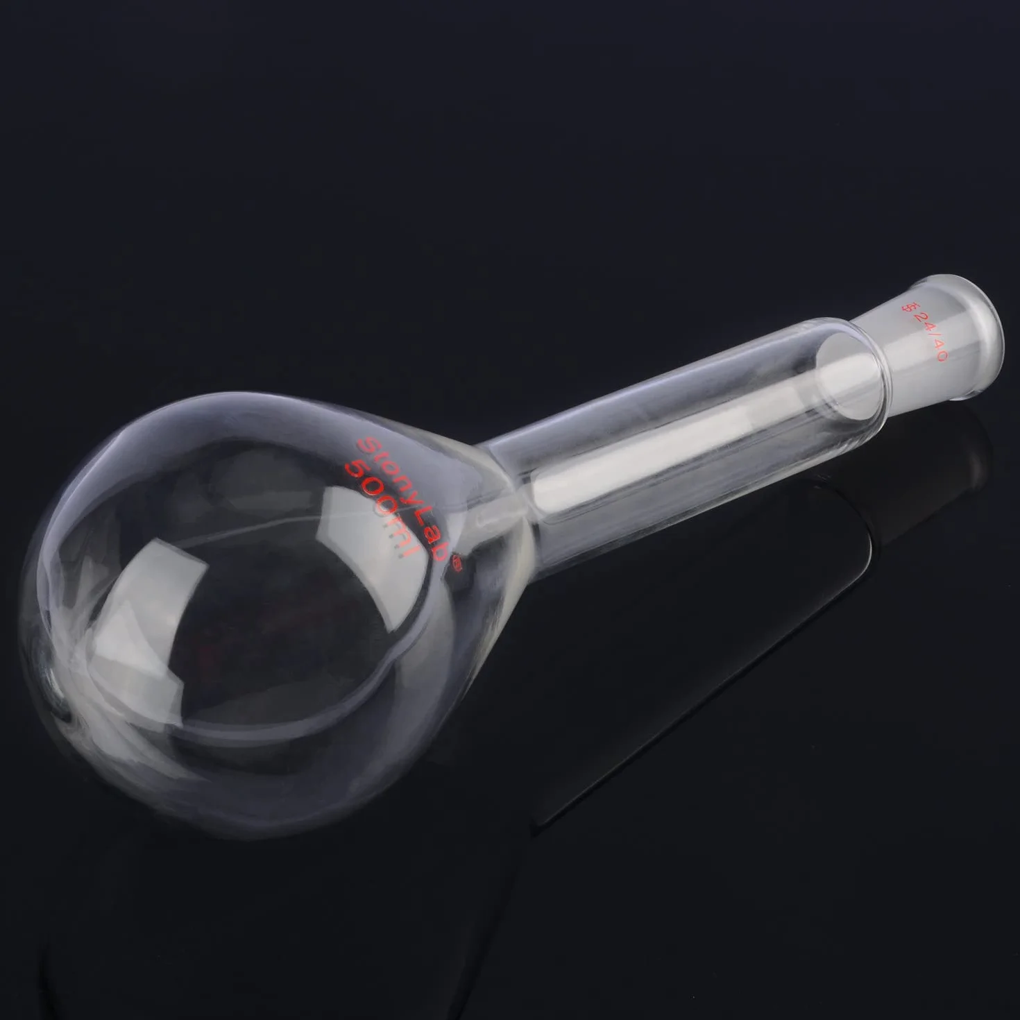 Kjeldahl Flask, Heavy Wall Borosilicate Glass Round Bottom Flask, 24/40 Standard Taper Joint, 500 ml