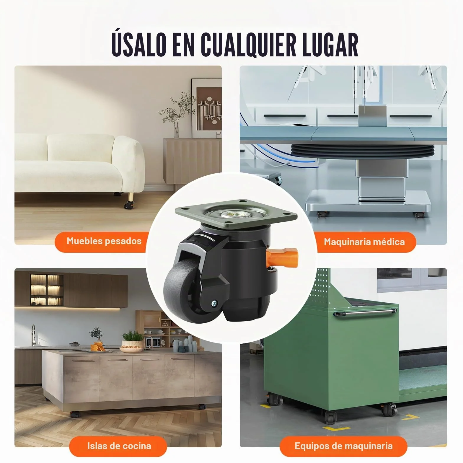 VEVOR Ruedas Niveladoras 4 Piezas 50,8 mm Carga 500 kg Giratorias 360° Ajustables