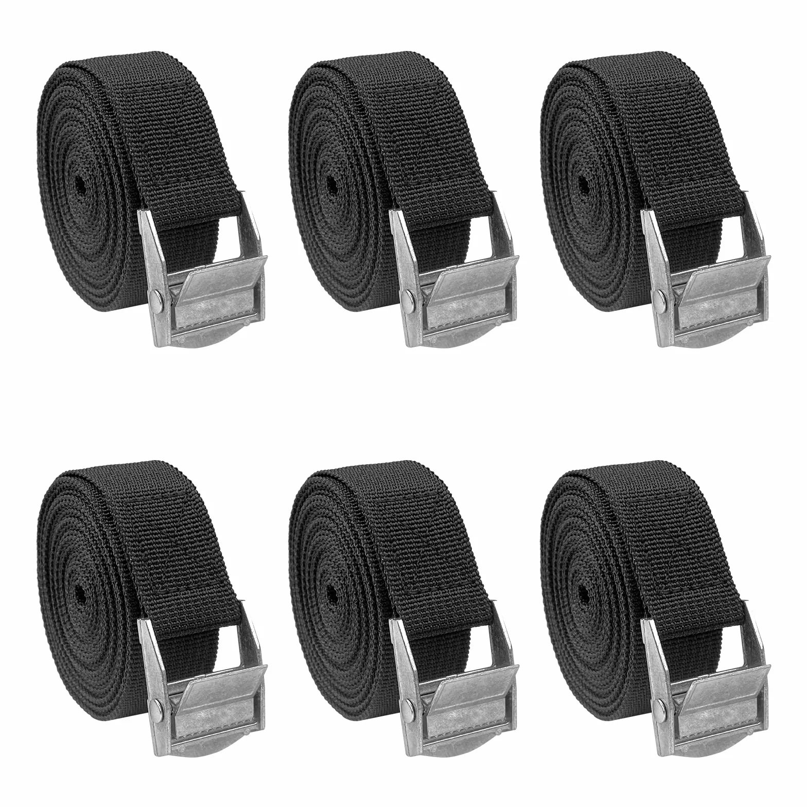 Cinchos de Amarre Newpop 300cm 6pcs Zinc, Correas de Amarre 250kg Ajustables Negro
