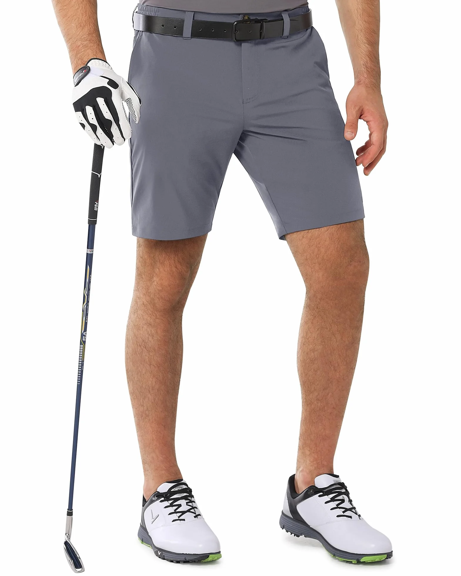 Outdoor Ventures Pantalones cortos de golf para hombre UPF 50+ elásticos, ligeros, de secado rápido, pantalones cortos de golf de 9 pulgadas con 3 soportes para té y bolsillos para golf