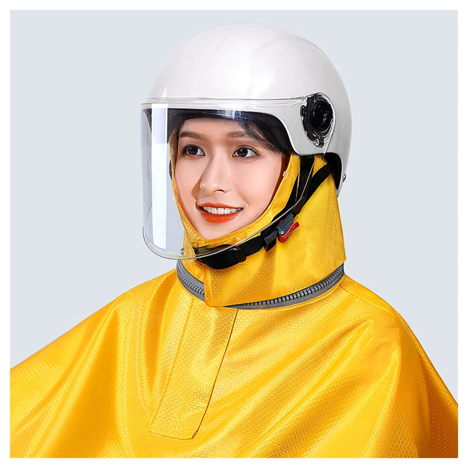Poncho de lluvia, capa de lluvia impermeable para adultos, Impermeable de ciclismo con capucha - Poncho impermeable unisex a prueba de viento for bicicleta, bicicleta eléctrica y scooter(Red,S)
