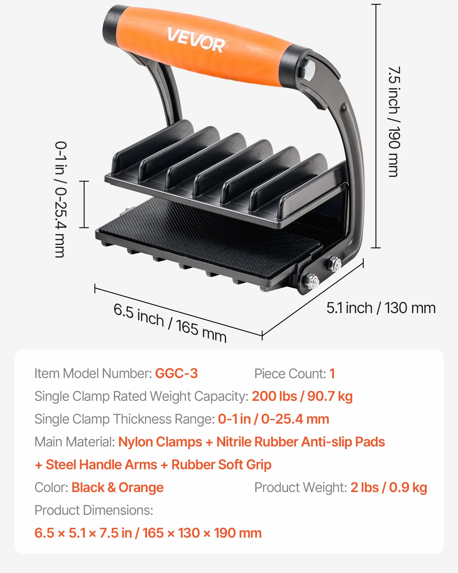 VEVOR Transportador de Contrachapado Ajustable 0-25,4mm 90,7kg para Paneles de Yeso
