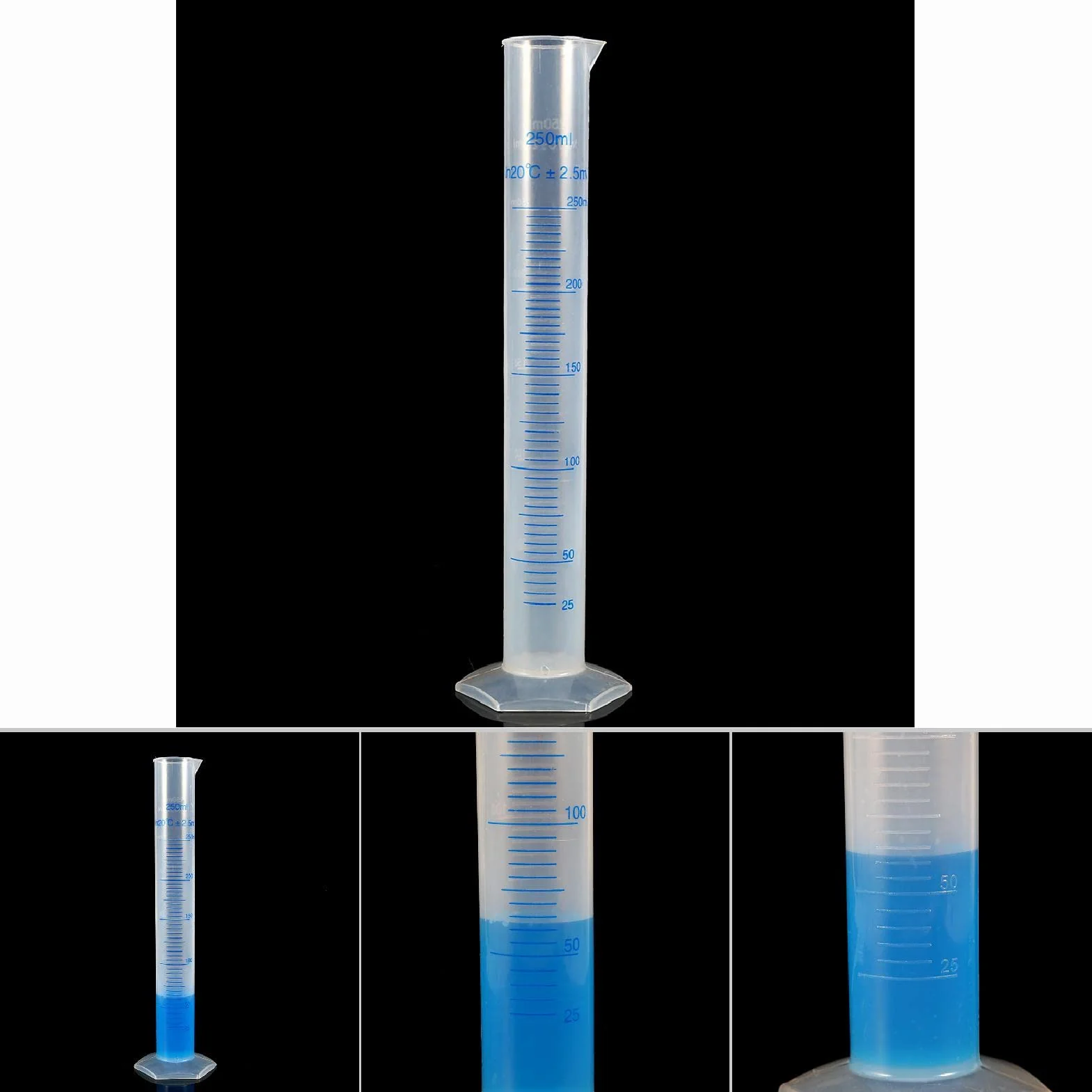 Probeta medidora de plástico transparente 250 ml