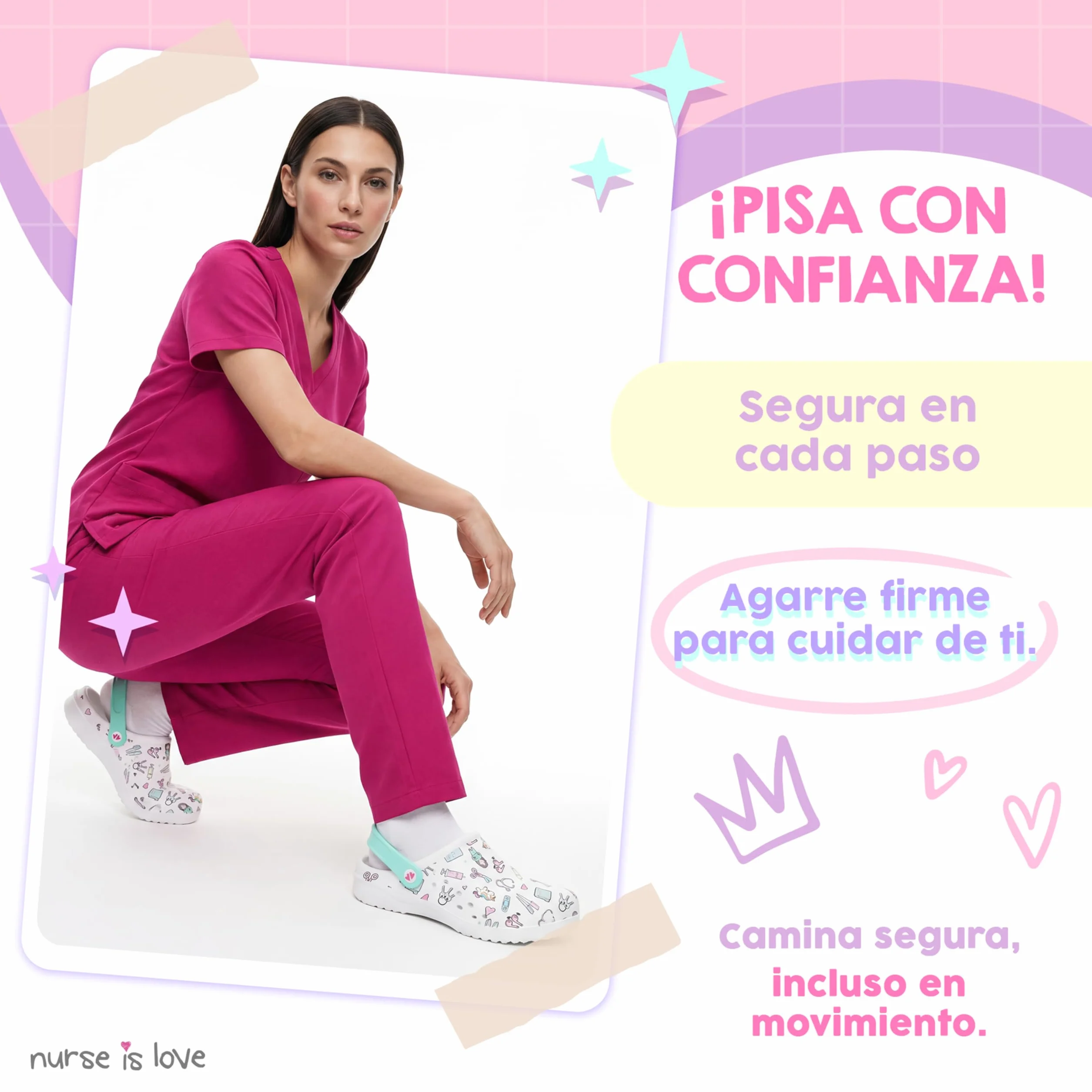 Nurse is Love Zuecos Mujer - Zuecos EVA Ligeros, Calzado Casual de Moda | Regalo Original para Ella | Diseño Divertido