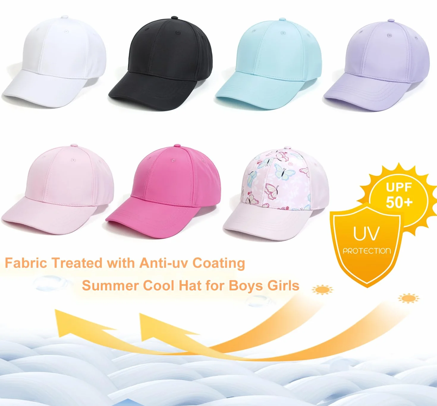 Gorra de béisbol para niños de 3 a 8 años, visera de golf, protección UV, gorra de verano, gorra de tenis, gorra de sol, visera UPF 50+