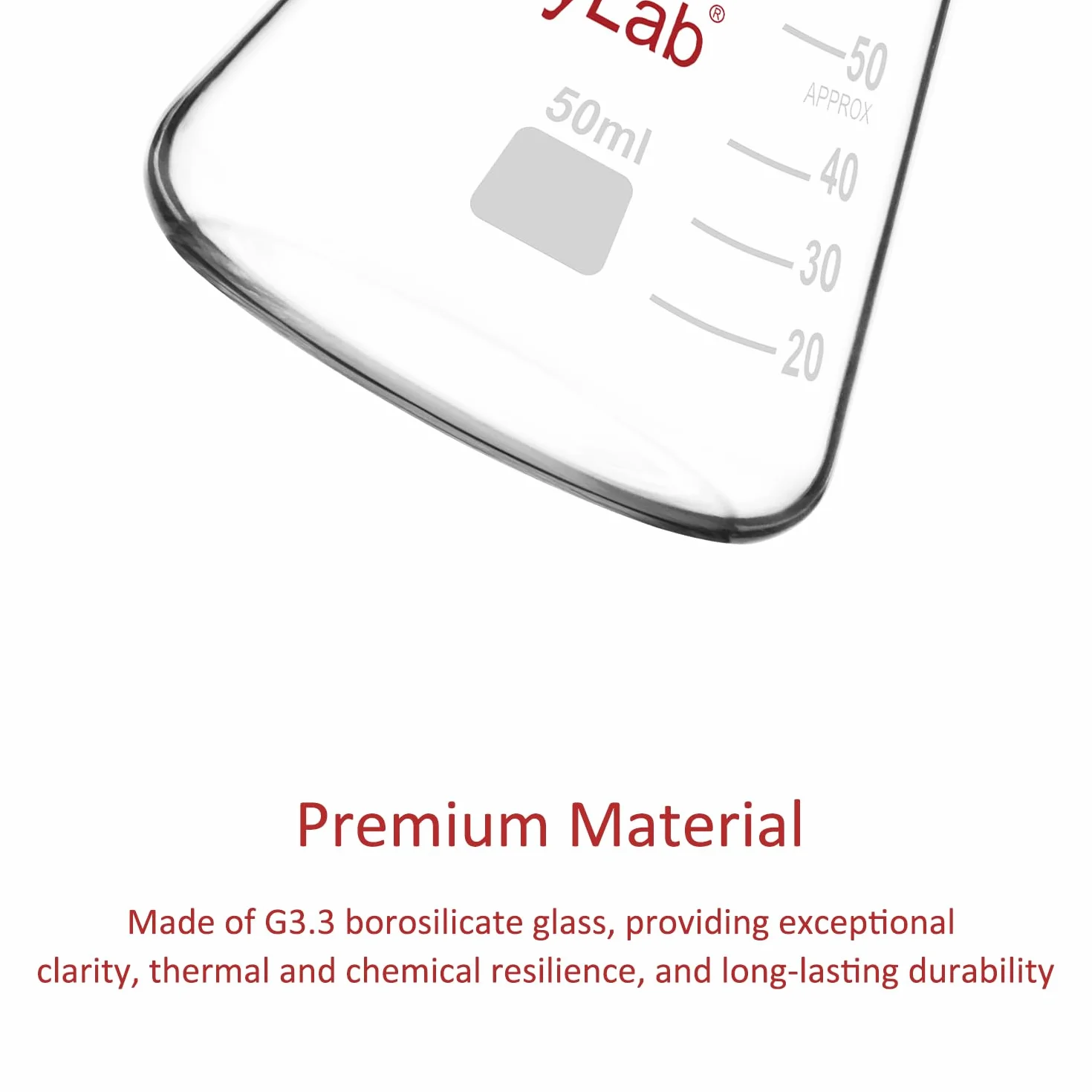 Erlenmeyer Matraces, Paquete de 2 50 ml Boca Estrecha Vidrio de Borosilicato Laboratorio