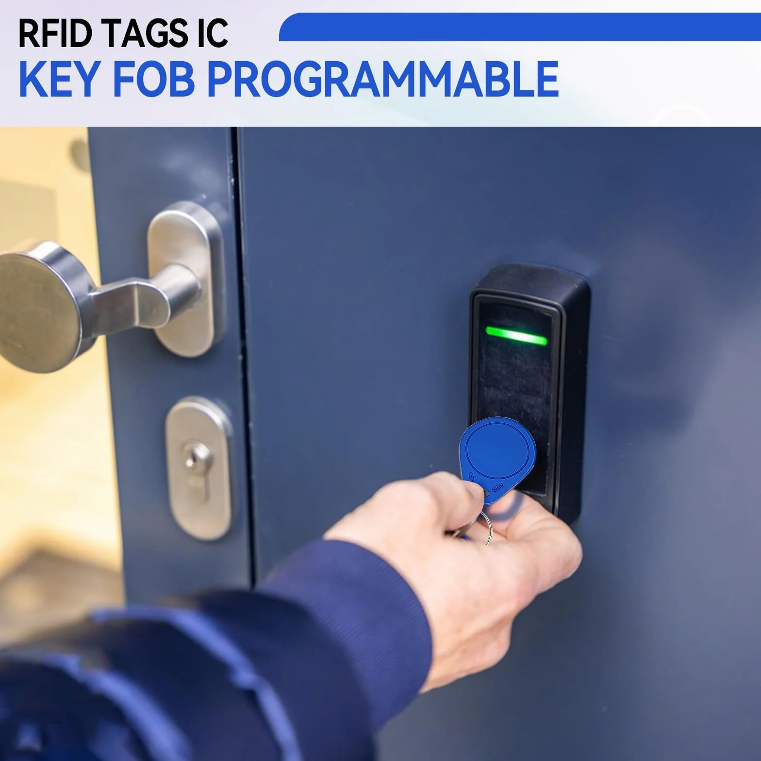 MIFARE Llaveros clásicos 1K RFID IC ISO14443A 13.56 MHz tarjeta control acceso azul 50 unidades