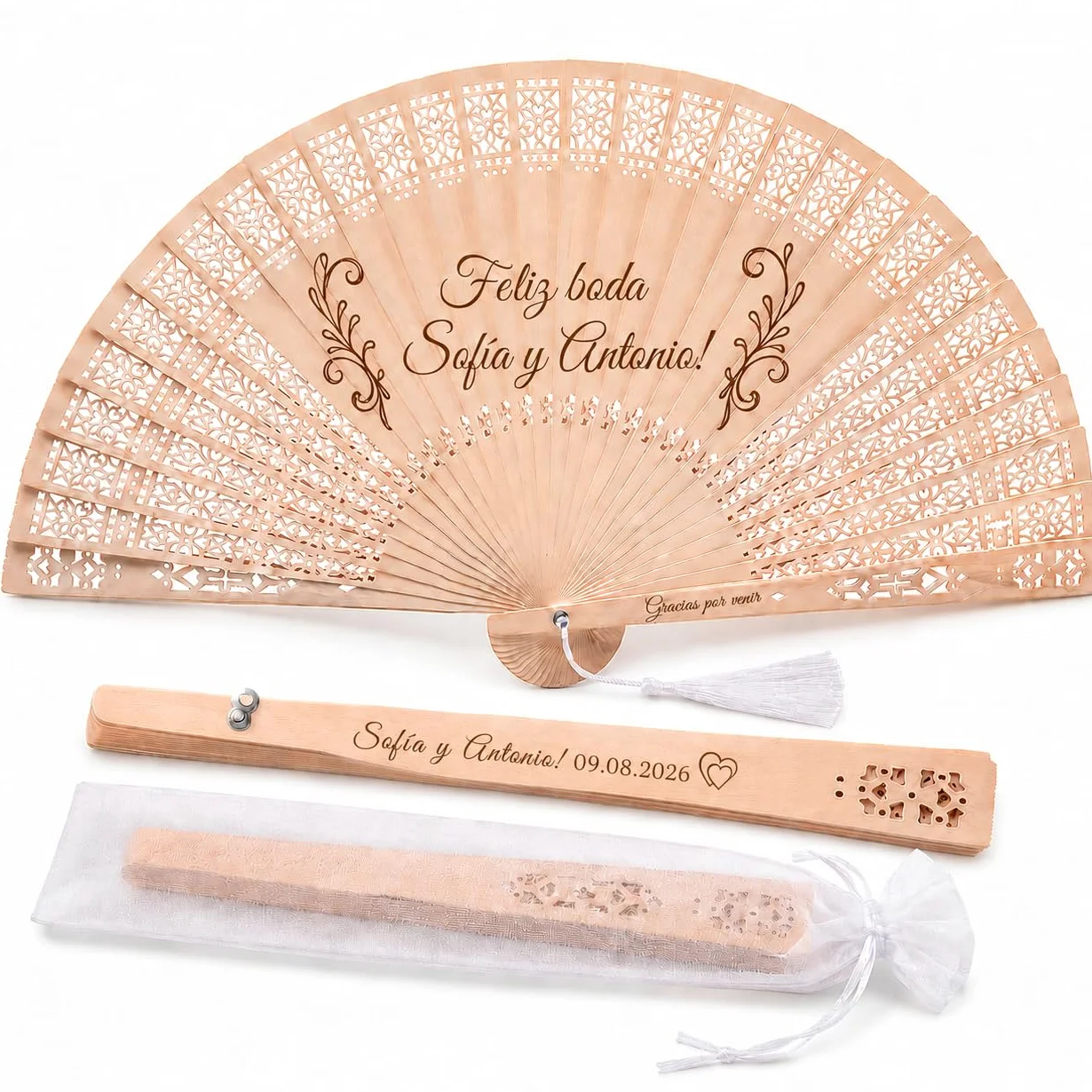 100pcs Abanicos Boda para Invitados Personalizados, Abanicos de Madera para Bodas con Nombre o Texto, para Recuerdos para Invitados, Decoraciones para Fiestas Y Diversas Actuaciones