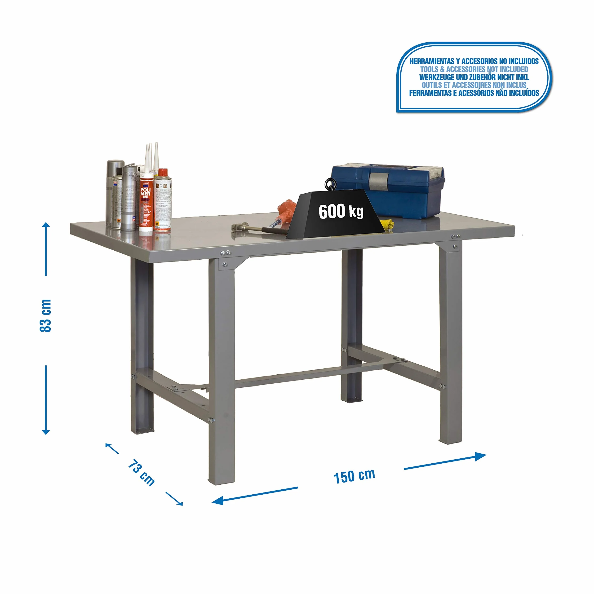 Simon Rack Banco de Trabajo BT6, Capacidad 600 kg, 830x1500x730 mm, Gris