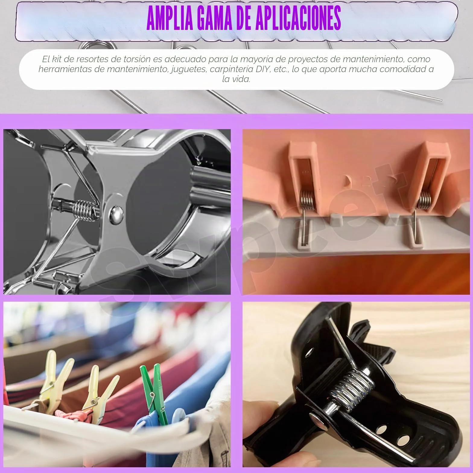 Swpeet Juego de 45 resortes torsionales de acero inoxidable 45/90/120 grados 15 tamaños