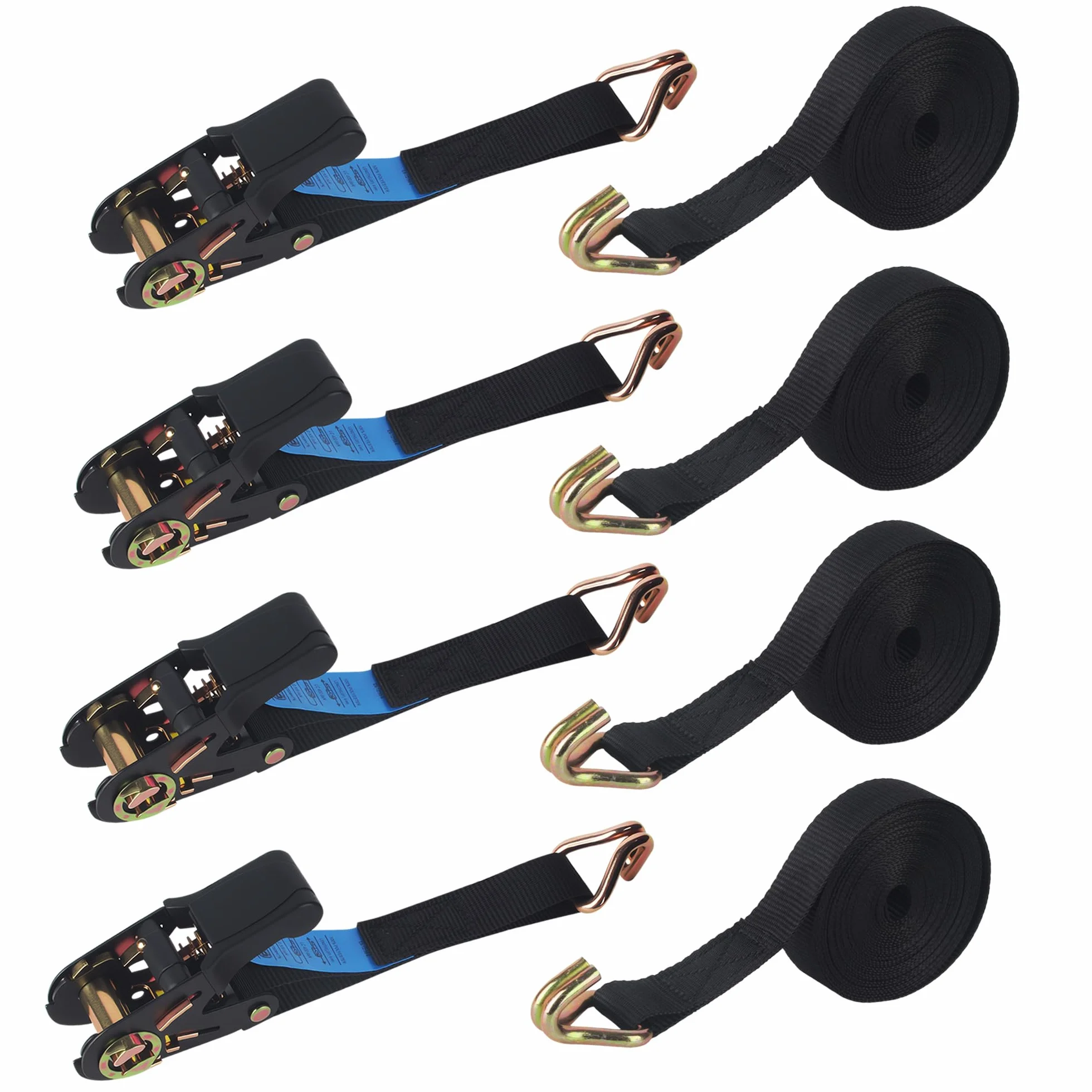 Cinchas de Amarre con Carraca, Correas Tensoras 6m x 25mm, Negro