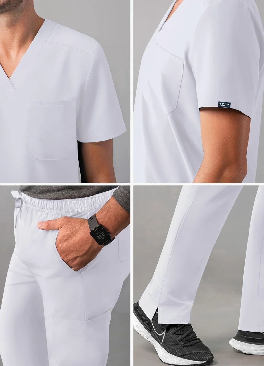 Adar Uniforme médico para Hombres Casaca de Cuello en V y Pantalones Cargo