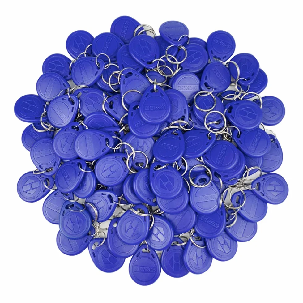 100pcs EM 125KHz EM4100 Llaveros Tarjetas Control Acceso RFID Proximidad TK4100 Tarjeta Identificación Inteligente Solo Lectura (Blue)
