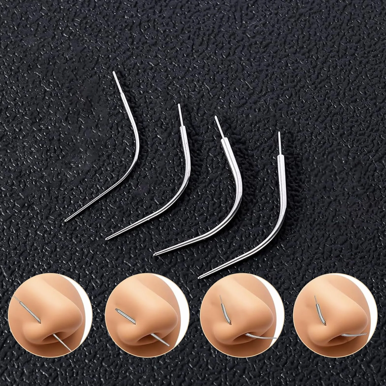 Set de Pinzas para Piercings Profesional, Kit Extractor Bolas, Conos Inserción 16G 18G